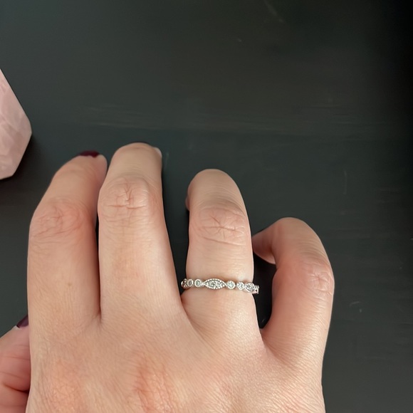 .925 sterling silver and CZ half eternity band - Picture 2 of 3